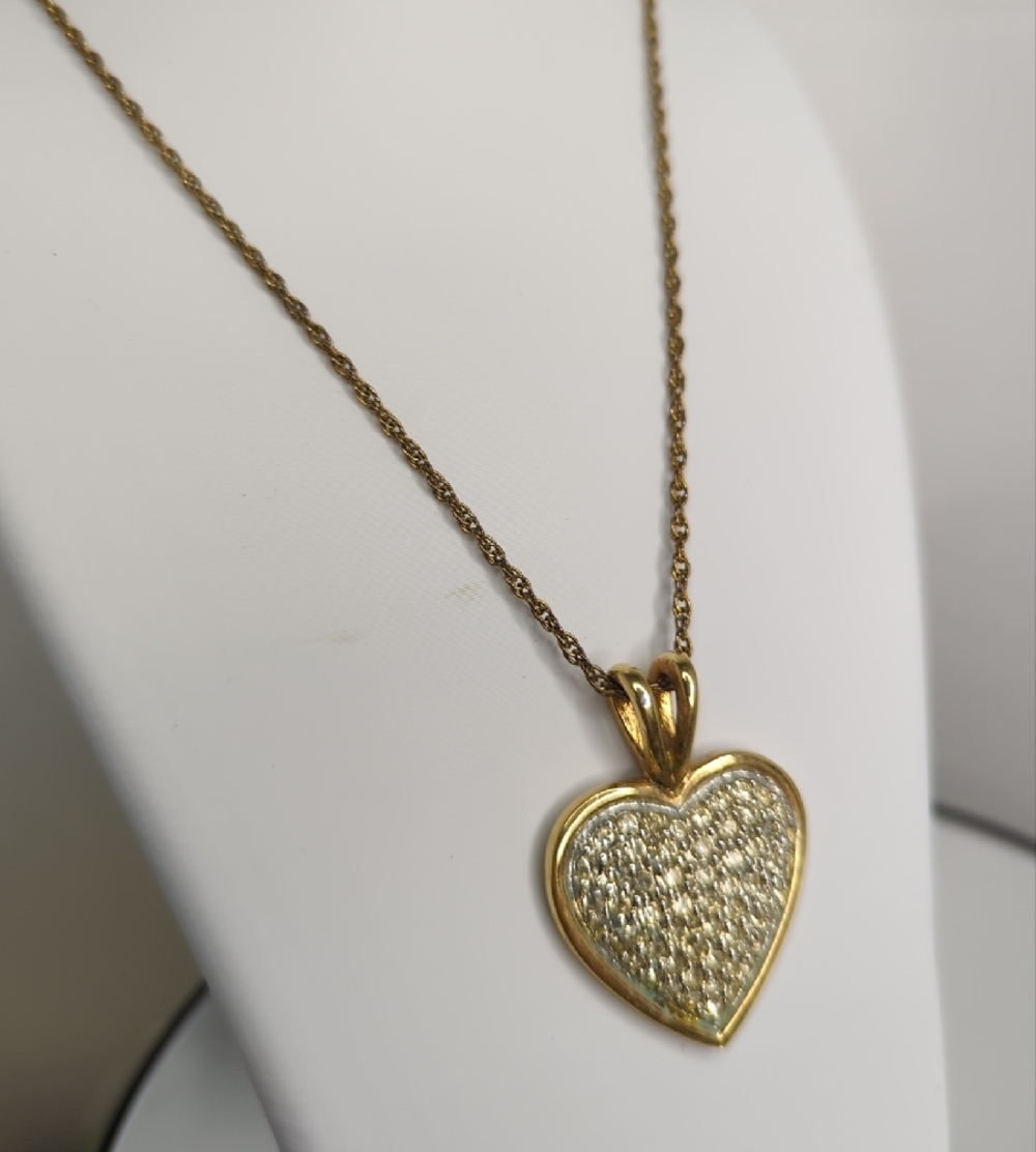 Gold Tone Pave Heart Pendant Necklace - Picture 4 of 5